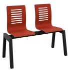 CARMEN PLUS 2, dřevěná lavice do čekárny, 2-sedák, vínová, kostra černá